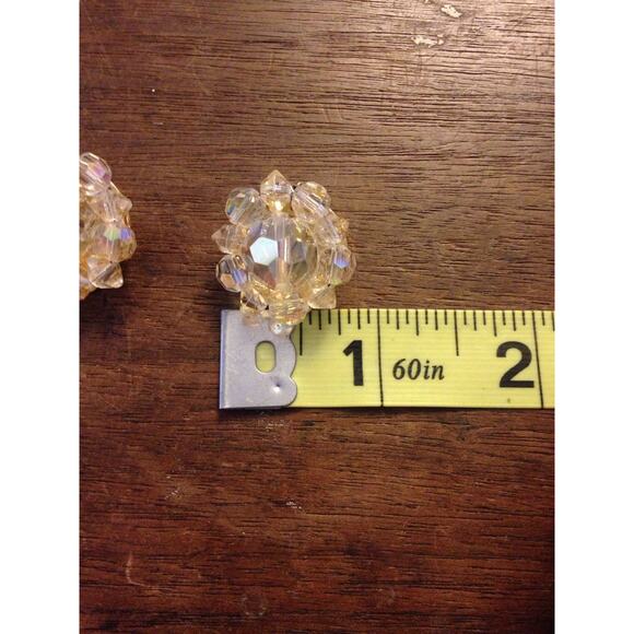 5/$25 LISNER Clear AB Cluster Bead Clip On Earrings - Picture 5 of 5